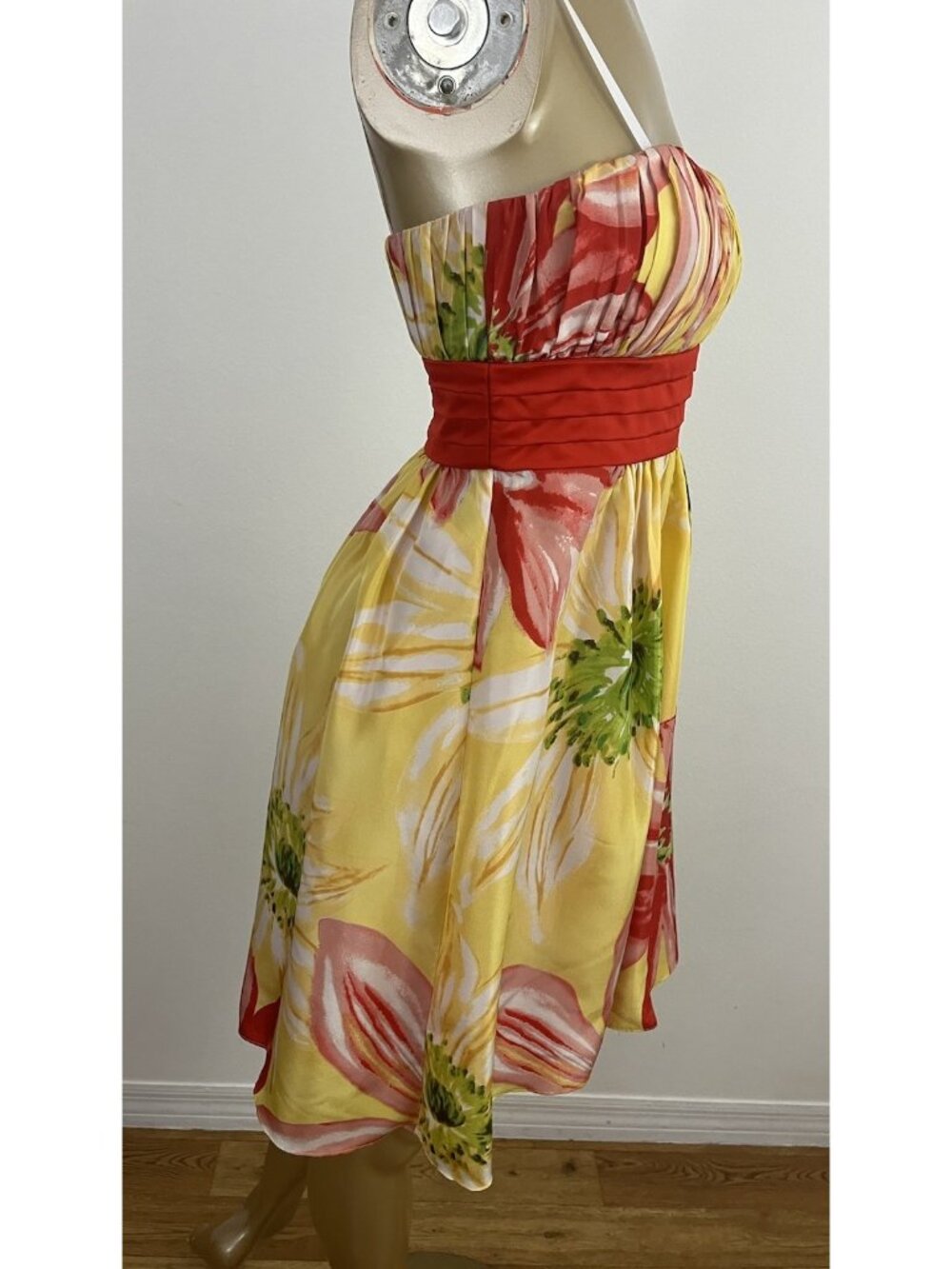 BCBG Paris Women's 2 Silk Floral Strapless Dress Tea Party Cocktail - Picture 11 of 15